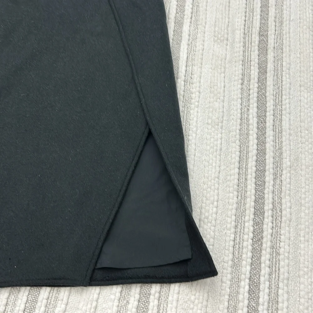 Club Monaco Wool NWT Midi Wrap Skirt Black‎ 10 A Line Quiet Luxury Minimalist